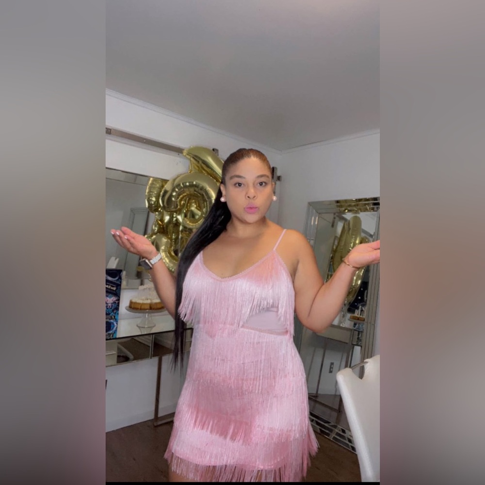 Pink Fringe Dress - Picture 2 of 3